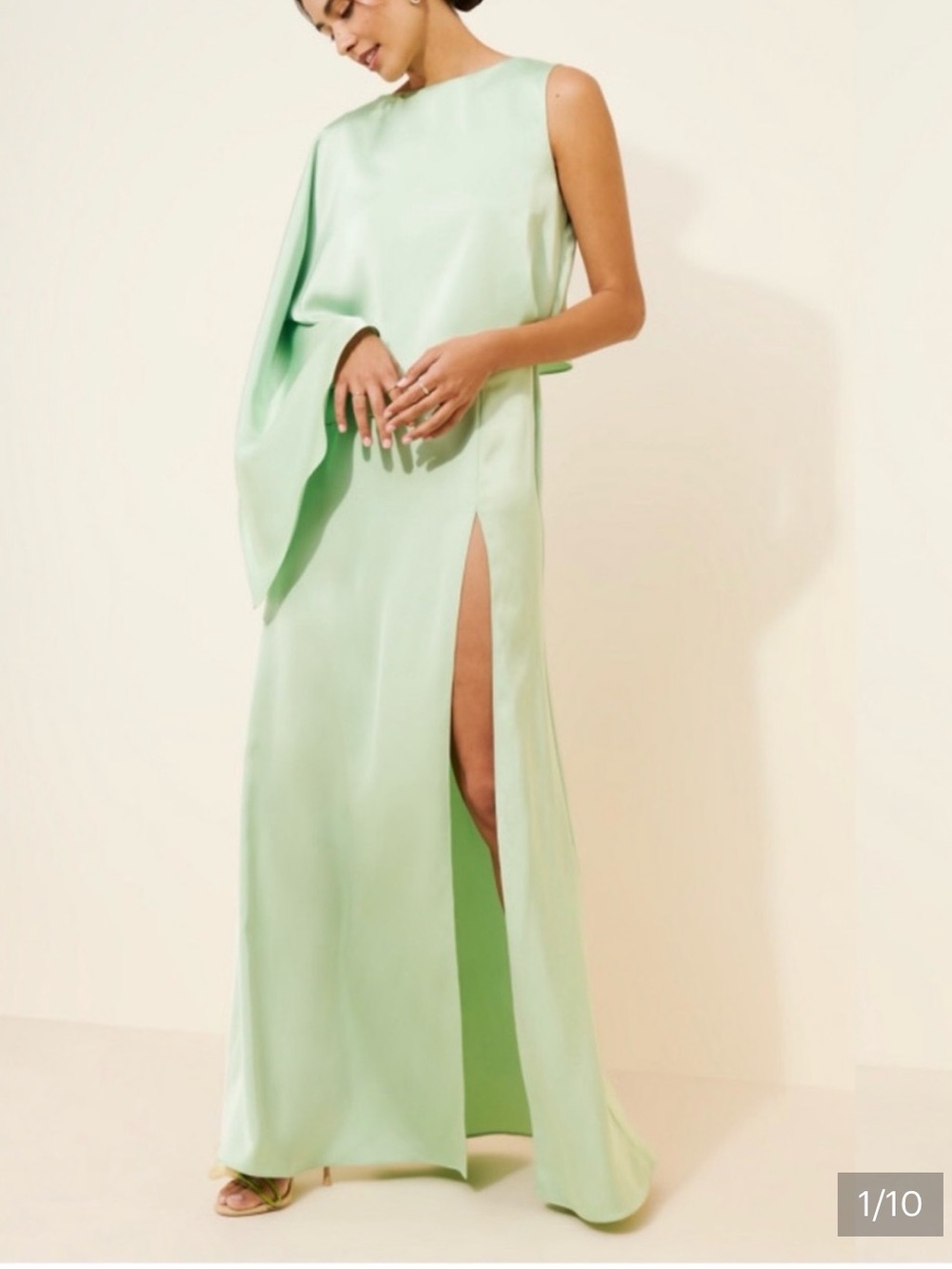 Katie may satin drifter cape gown